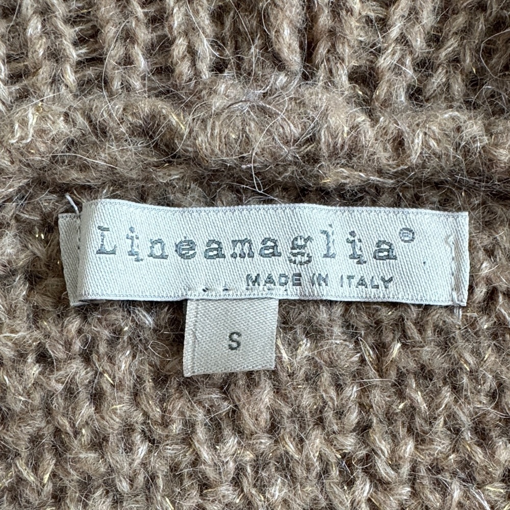 Lineamaglia Tan Women's Cardigan Sz S Made in Italy 🇮🇹 - Picture 4 of 5